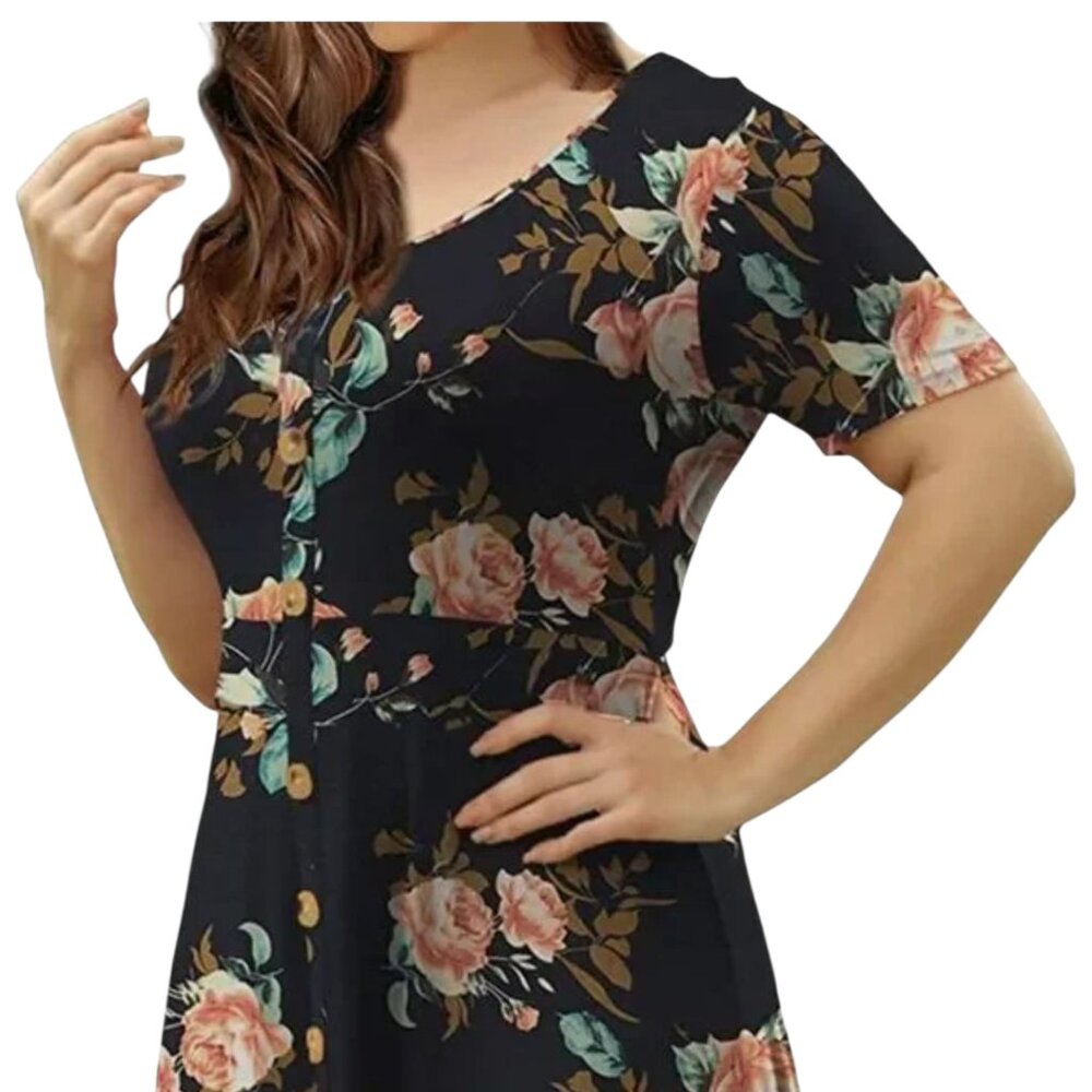 VOIANLIMO 4X Women’s Summer Short‎ Sleeve Button Down Dress